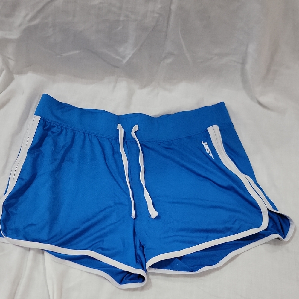 Justice Blue and White Athletic Shorts with Elastic Waistband